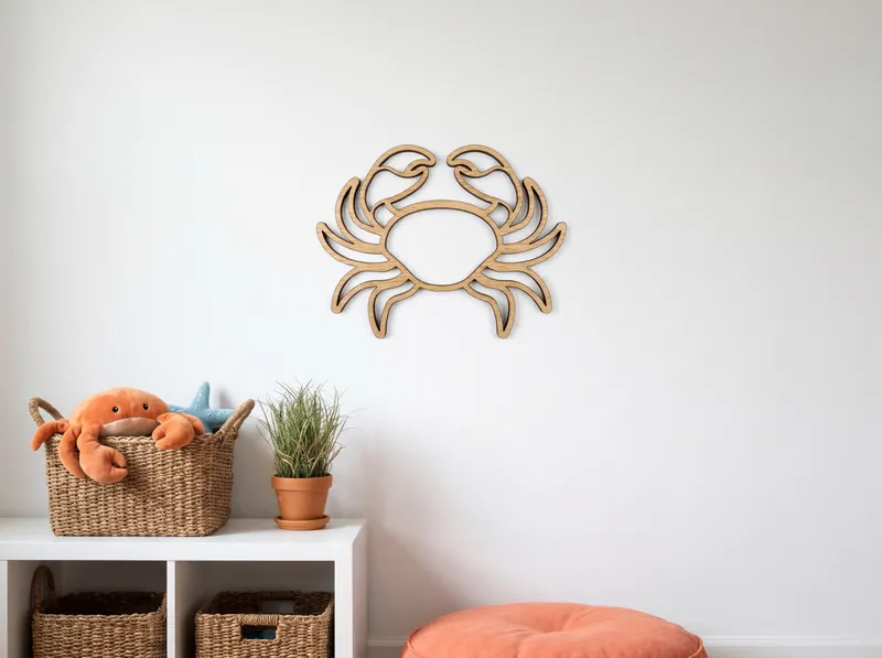 English Oak crab wall art on a child's bedroom wall