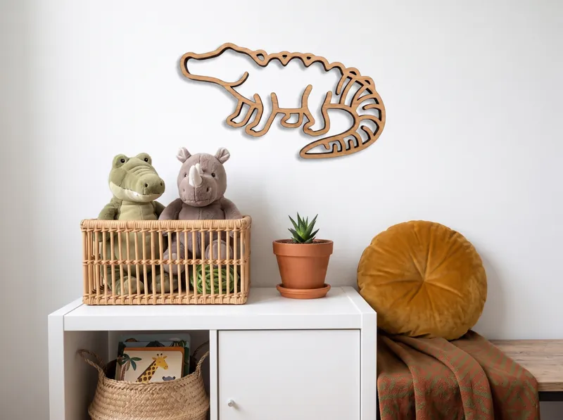 European Cherry crocodile wall art on a child's bedroom wall