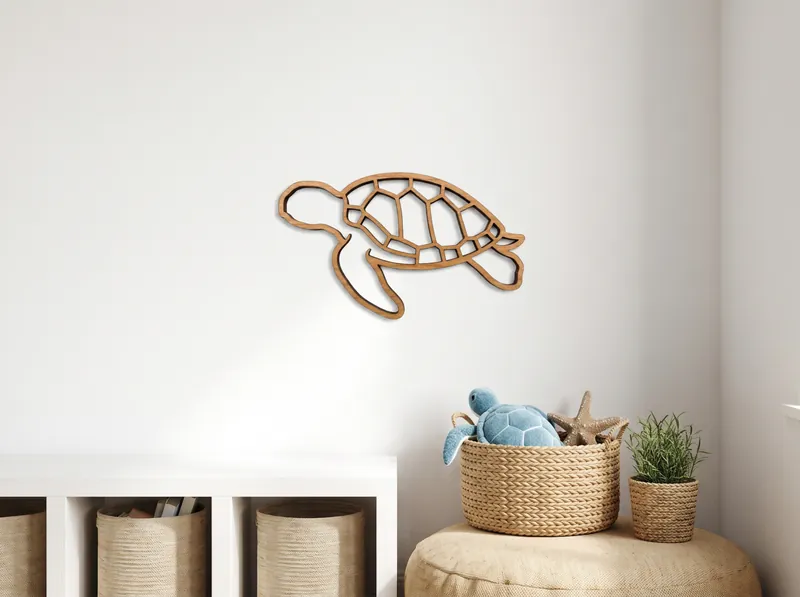 European Cherry turtle wall art on a child's bedroom wall